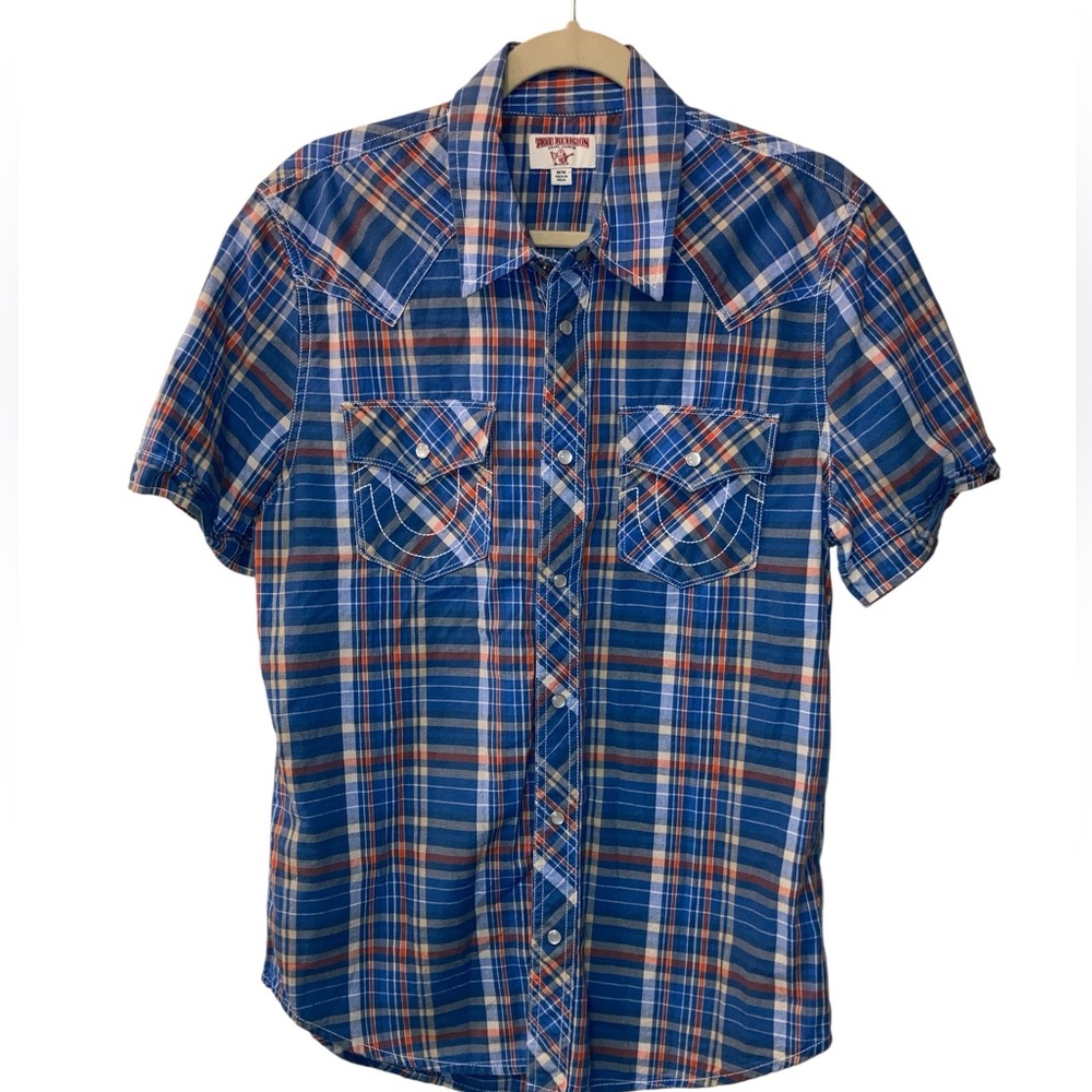 True religion medium snap front shirt sleeve shirt